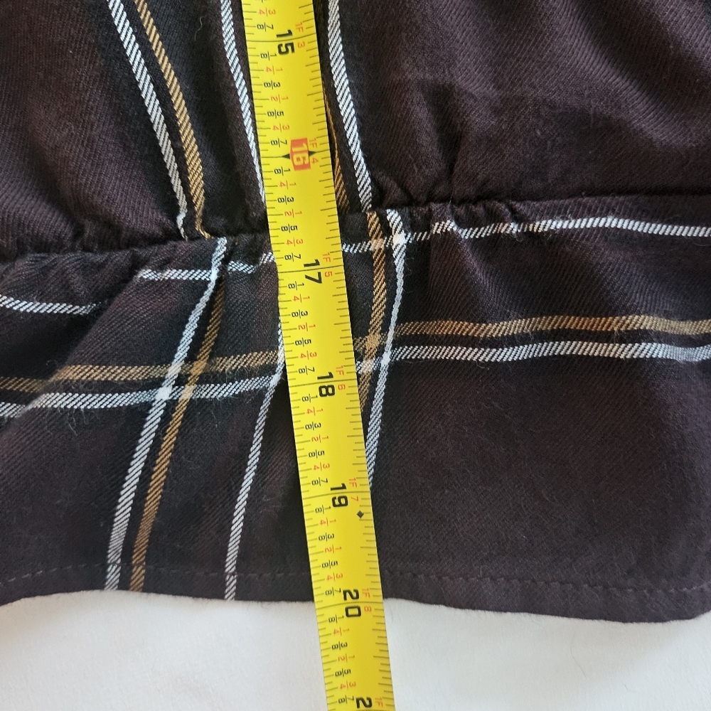 Sanctuary Plaid Smocked Peplum Button Front Blouse Medium NWOT - Picture 4 of 5